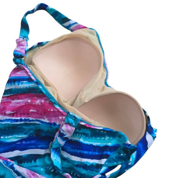 Kim Gravel x Swimsuit For All Turquoise Lightly Padded Tankini & Shorts 14 - Picture 3 of 4